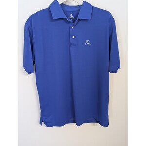 Rhoback Performance Polo Shirt Mens Size L Company Logo Blue Short Sleeve